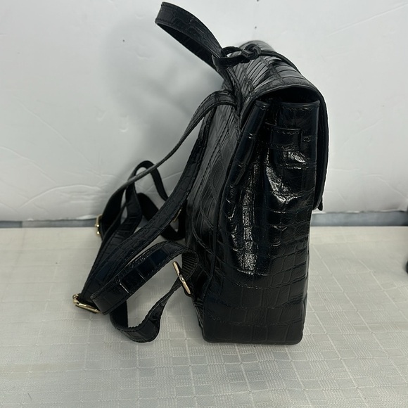 Ashwood Cheltenham Croc Collection mini backpack in black main image 11